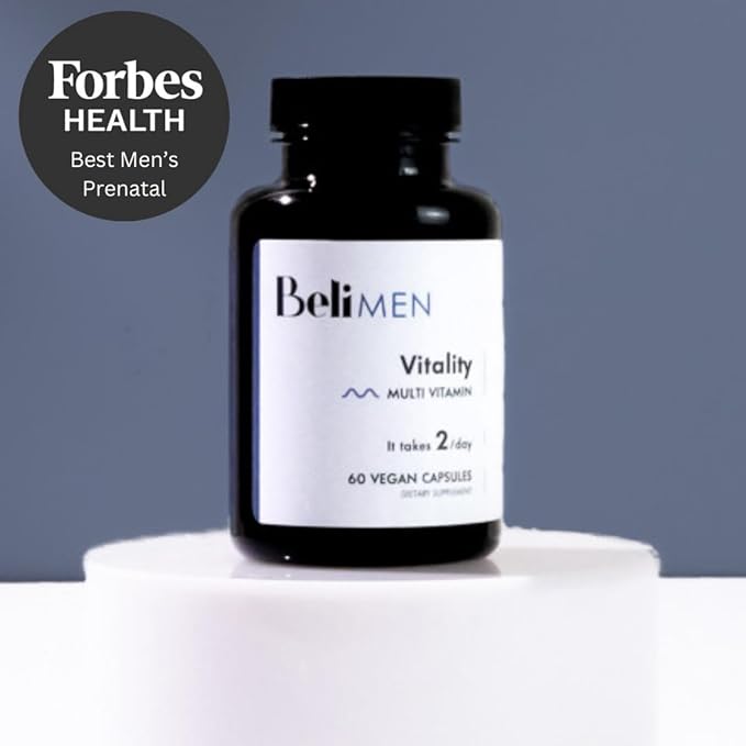 Beli Men Prenatal Multivitamin Preconception Fertility Support, Enhanced Sperm Health, Sperm Count & Motility, Testosterone, 60 Capsules with Vitamin E, B6, B12, Zinc, Folate & CoQ10, 30-Day Supply