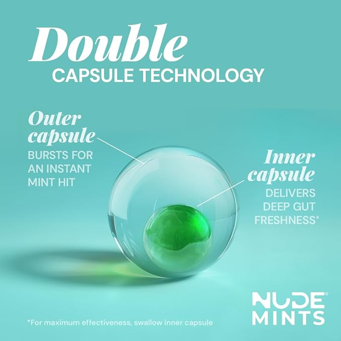 NUDE MINTS | Dual Action Liquid Capsules | Mouth Watering Mint - Lasts 3X Longer - 3X Stronger - Extreme Bad Breath Treatment For Adults - Sugar Free, 0 Calorie - All Flavors - 5 Pack - 150 Capsules
