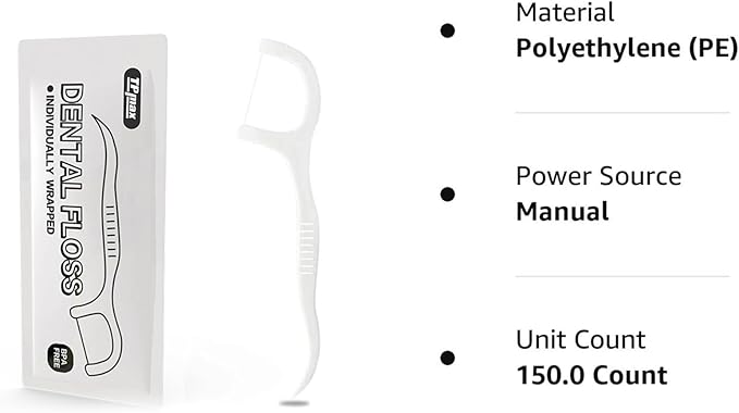 150 Count Dental Flossers Each Individually Wrapped, Floss Singles Bag, Travel Hotel Restaurant Office Car Dental Floss, Floss Picks Oral Care Teeth Clean Flat Wire