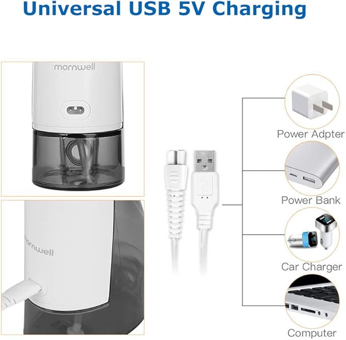 Water Flosser Cordless, Mornwell Water Flossers for Teeth - 300ML Tank and 4 Jet Tips, 3 Modes Portable Dental Oral Irrigator, Braces Care, Rechargeable Waterproof Portable Water Flosser, White
