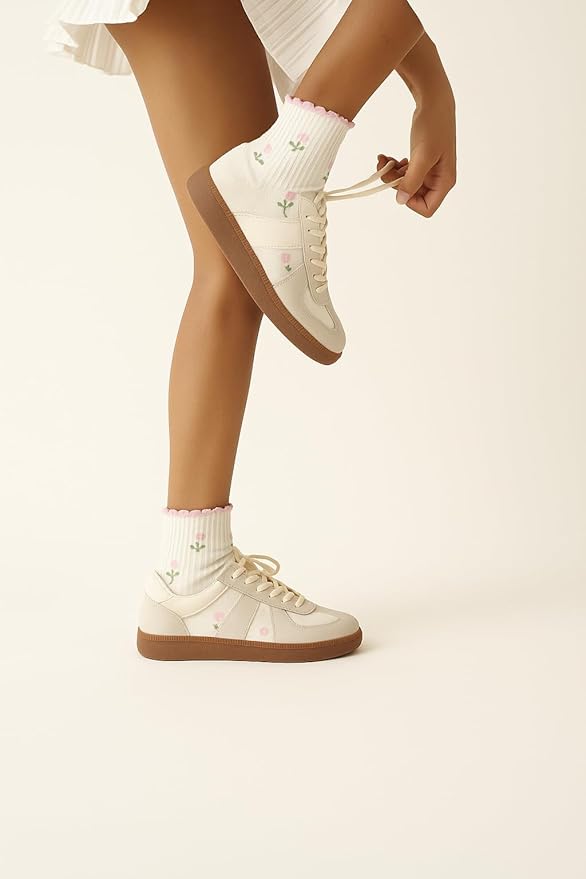 Shapes Studio Crew Half Calf Grip Socks, Cutest Fruits Pilates Socks, Ruffle socks, Non-Slip, Barre Yoga Fitness