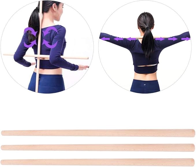 Dilwe Wood Yoga Stick, 3Pcs Open Shoulder Stick Yoga Fitness Yoga Assist Yoga Accessory, 70cmYoga Supplies