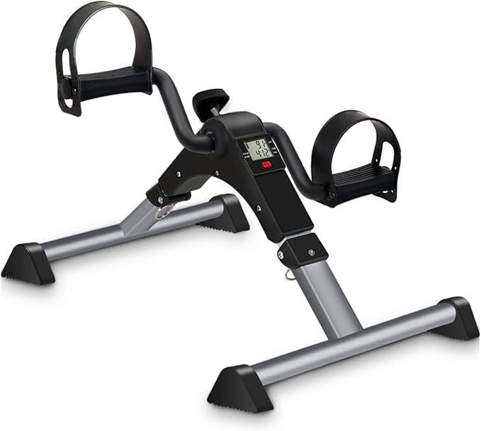 Under Desk Bike Pedal Exerciser, Upper & Lower Peddler Exerciser for Seniors with LCD Display, Fitness Folding Arm Leg Workout