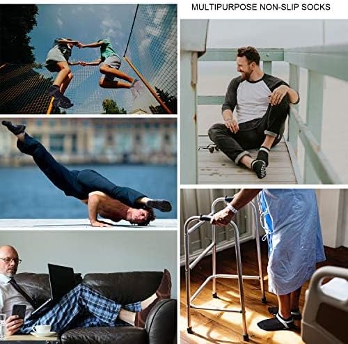 Muezna Men's Non-Slip Yoga Socks, Anti-Skid Pilates, Barre, Bikram Fitness Hospital Slipper Socks with Grips