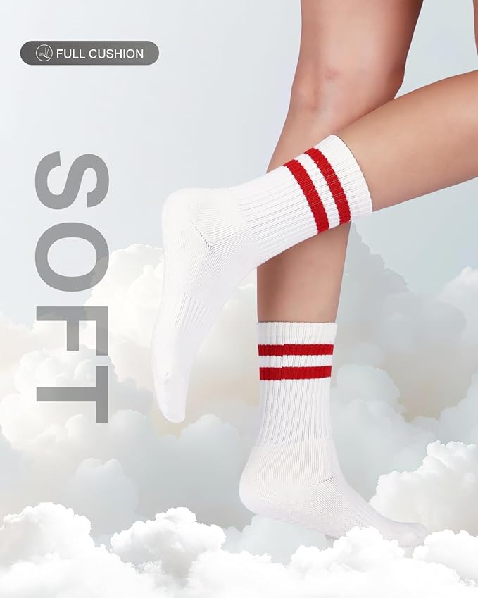 3/4 Pairs Cushioned Pilates Socks for Women, Non Slip Elegant Grip Socks with Silicone,Ideal for Yoga,Hospital & Home