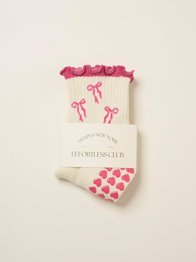 Shapes Studio Crew Half Calf Grip Socks, Cutest Fruits Pilates Socks, Ruffle socks, Non-Slip, Barre Yoga Fitness