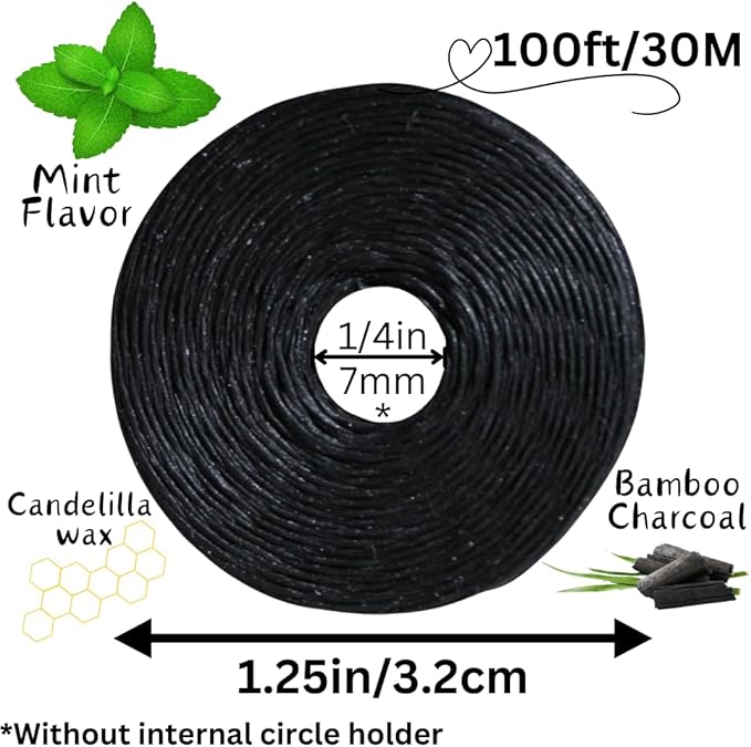 BOONBOO Dental Floss Refill Rolls, Charcoal Woven Thread, 8 Pack, Mint
