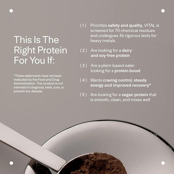LTH Vital Vegan Protein - Trusted by Life Time Members - Plant-Based Protein Powder - Made from Pea Protein - Supports a Healthy Immune System - Gluten Free & Soy Free - Chocolate, 30 Servings