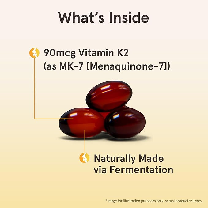 Jarrow Formulas MK-7 90 mcg - Bioactive Form of Vitamin K2-60 Servings (Softgels) - for Bone & Cardiovascular Health - Vitamin K2 MK-7 Dietary Supplement - K2 Vitamin Supplement MK-7 - Gluten Free