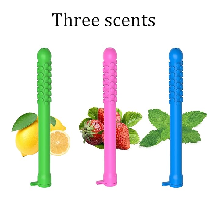 3-Pack Chewable Essential Oil Breath Sticks -Focus attention, Aromatherapy, Fresh Breath, Stop Smoking Chew Stick, Chewable Breather Quit Smoking