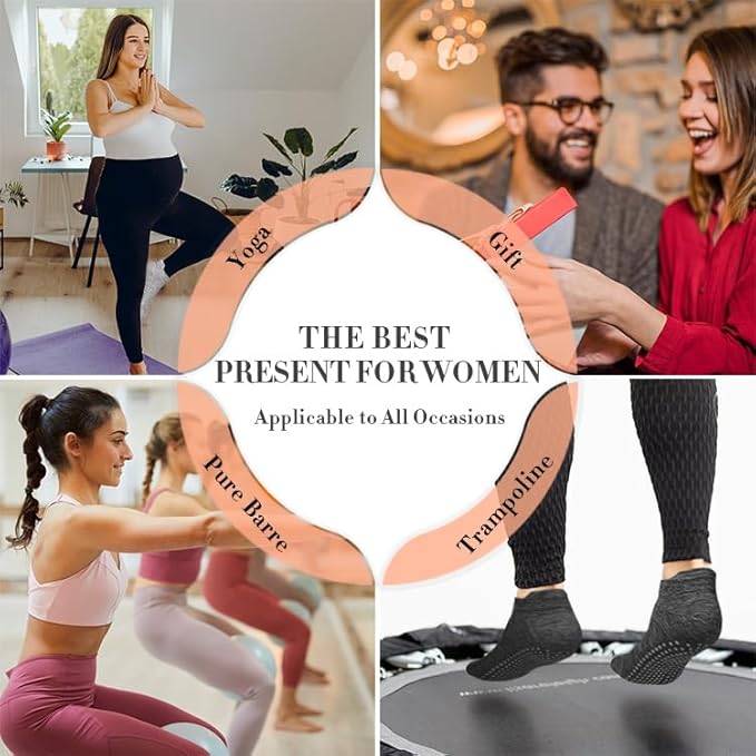 YeuG 4/6 Pairs Pilates Socks for Women - Non Slip Grip Socks for Yoga, Barre, Hospital, Barefoot