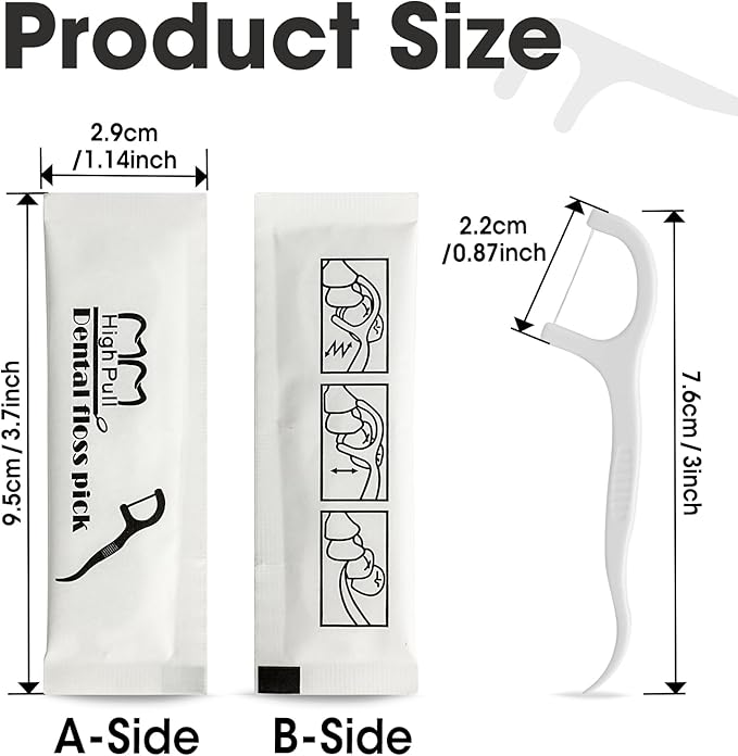 AZEN 300 Count Dental Floss Bulk, Individually Wrapped Floss Picks, Toothpicks Flossers for Adults, Ideal Travel Flossers for Deep Cleaning