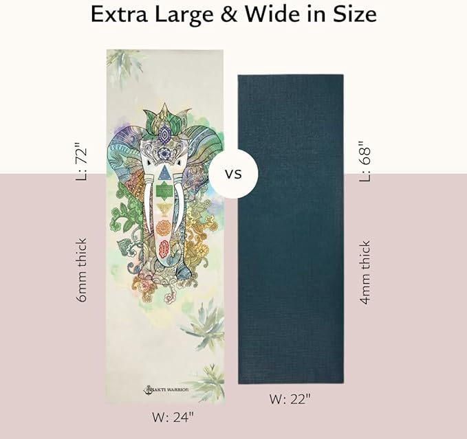 TPE Yoga Mat - Artist Designed, Premium eco friendly mats, Non Slip, Non toxic, Great For Regular & Hot Yoga, Pilates and Workouts (72 inch x 24 inch x 6mm thick)