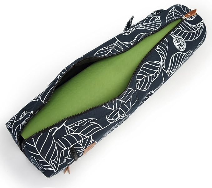 Canvas Yoga Mat Bag with Adjustable Strap & Pockets, Full-Zip Travel Gym Tote for Women & Men, Fits 1/4" & 1/3" Thick Mats, Lightweight Carrier for Yoga, Workout, Outdoor Use