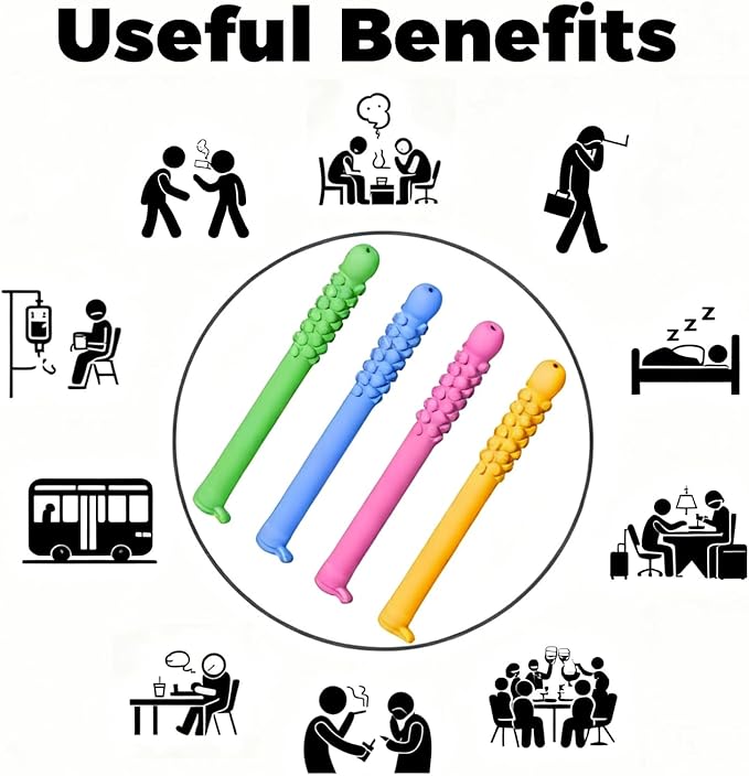 4Pcs Chewable Essential Oil Breather Sticks, Portable Chewable Breather Sticks with Essential Oils, Oral Fixation Relief, Fresh Breath Oral Relaxation Stick, Portable Oil Chewable Breather