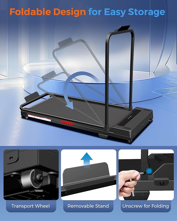 AoraPulse Portable Foldable Treadmills for Home, Small Folding Treadmill for Home Office with 300 LBS Capacity, Walking Running Exercise Electric Compact Treadmill with LED Display