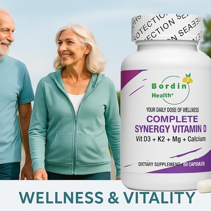 Bone Health Complex - Vitamin D3 1000 IU + Vitamin K, Calcium & Magnesium - 4-in-1 Daily Supplement for Strong Bones & Joints - 60 Capsules