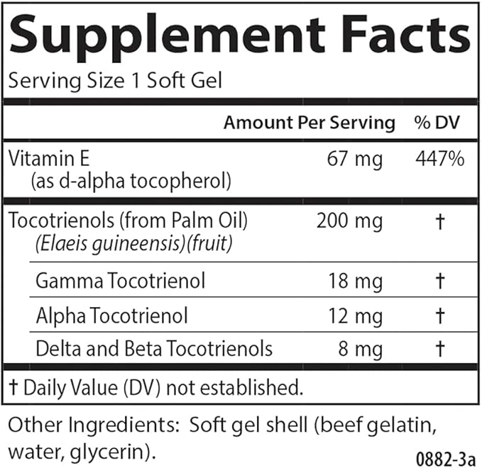 Carlson - Tocotrienols, 40 mg, with Natural-Source Vitamin E, Gamma, Alpha, Delta, Beta, Sustainably Sourced, 180 Softgels