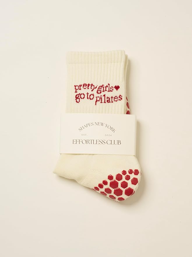 Shapes Studio Crew Half Calf Grip Socks, Cutest Fruits Pilates Socks, Ruffle socks, Non-Slip, Barre Yoga Fitness