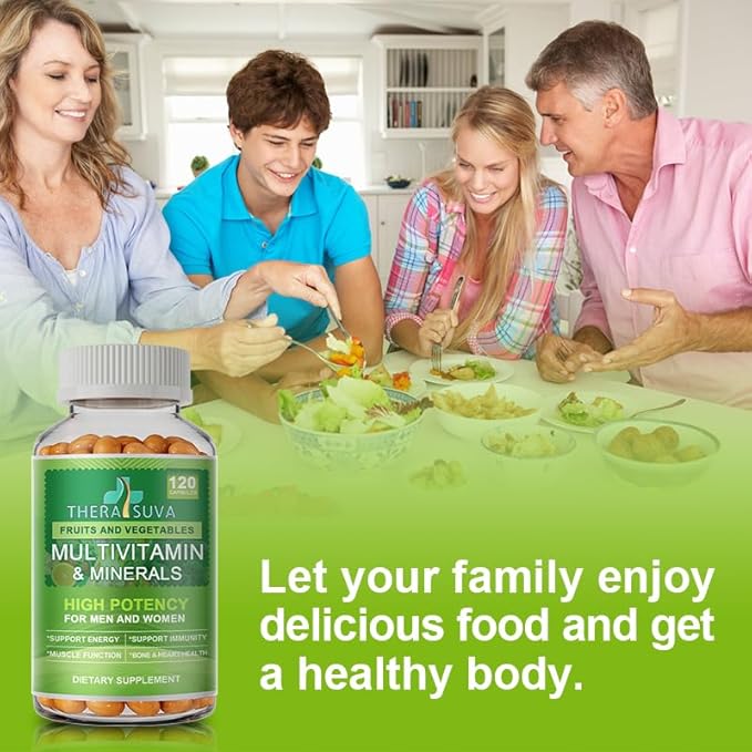 All Natural Multivitamins & Minerals + B Complex + Calcium + Magnesium + Zinc, 100% Vegan Sourced Whole Food Supplement, Complete Nutritional Support for Men & Women- 120 Capsules, 60 Day Supply