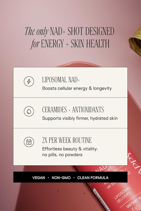 Liquid NAD+|Resveratrol| NMN Alternative | 10x More Absorption | Liposomal Nicotinamide Riboside and Resveratrol with Antioxidants | Twice-a-Week | Firm Skin & Brain Health| 10 Shots