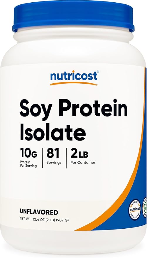 Nutricost Soy Protein Isolate Powder, 2 LB Unflavored - 10 Grams of Protein Per Serving, Vegan, GMO-Free & Gluten Free