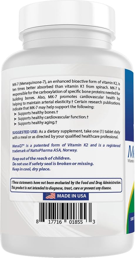 Best Naturals Vitamin K2 (MK7) with D3 Supplement Bone and Heart Health (5000 IU Vitamin D3 & 100 mcg Vitamin K2 MK7), 180 Tablets