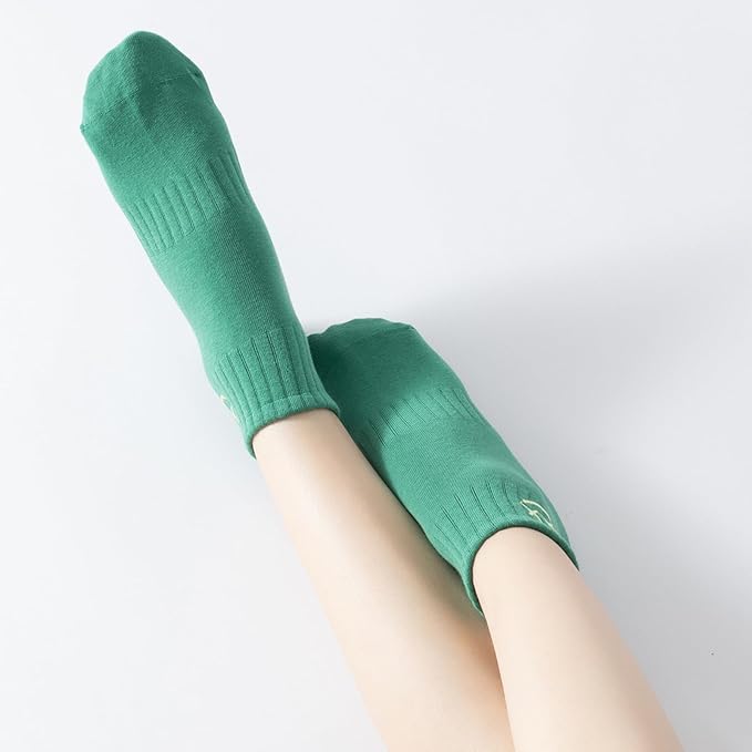 Yoga Pilates Socks with Grips for Women Non Slip Colorful Cushioned Ankle Socks for Barre Ballet Dance