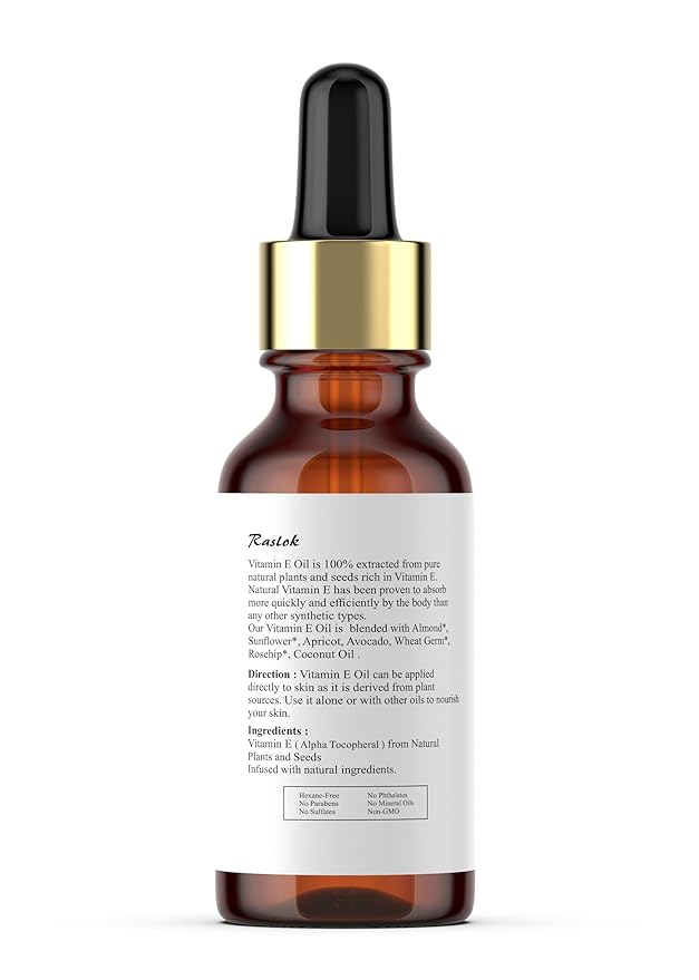 100% Pure Plant-Based Vitamin E Oil Helps Nourish and Moisturize Skin for a Soft| Radiant, and Youthful Appearance | Supports Healthy-Looking Skin and Hair | 2 Fl.oz - 30ml