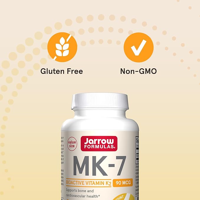 Jarrow Formulas MK-7 90 mcg - Bioactive Form of Vitamin K2-120 Servings (Softgels) - for Bone & Cardiovascular Health - Vitamin K2 MK-7 Dietary Supplement - K2 Vitamin Supplement MK-7 - Gluten Free