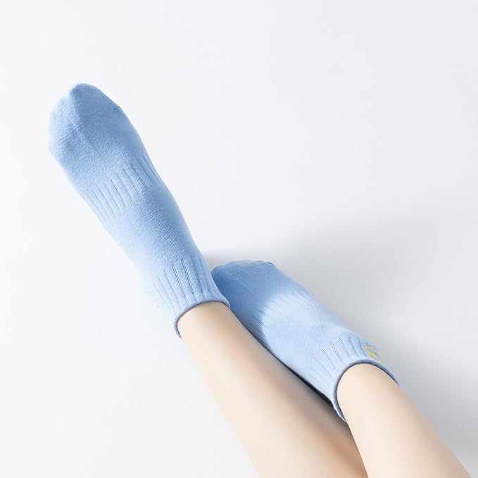 Yoga Pilates Socks with Grips for Women Non Slip Colorful Cushioned Ankle Socks for Barre Ballet Dance