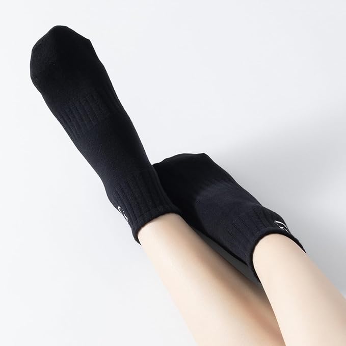Yoga Pilates Socks with Grips for Women Non Slip Colorful Cushioned Ankle Socks for Barre Ballet Dance