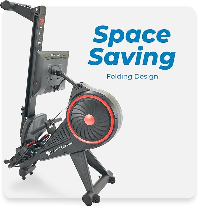 Echelon Row Series – Foldable Rowing Machine for Full-Body, Low-Impact Workouts with 22” Rotating HD Screen, Built-In Soundbar, Bluetooth Resistance & 30-Day Membership with Live Classes