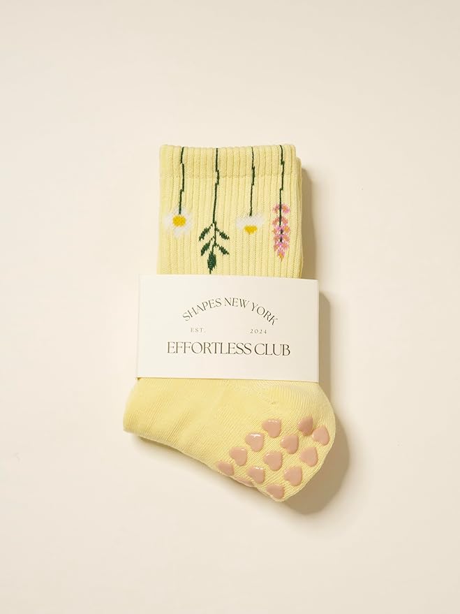 Shapes Studio Crew Half Calf Grip Socks, Cutest Fruits Pilates Socks, Ruffle socks, Non-Slip, Barre Yoga Fitness