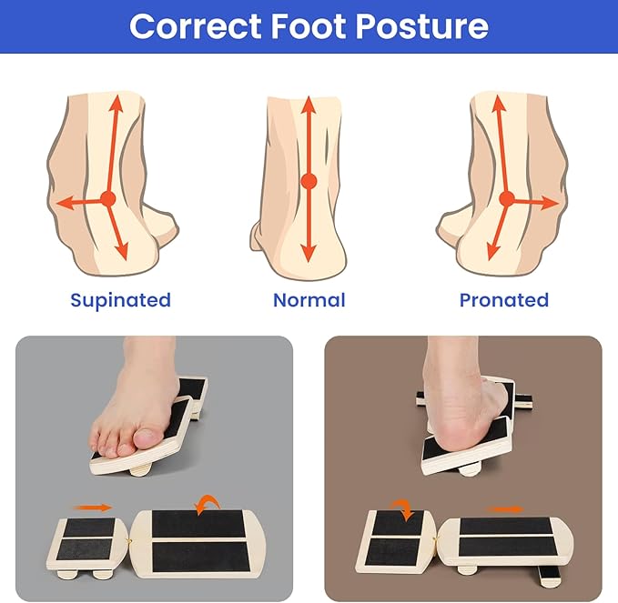 Ankle Strengthener with Foot and Calf Stretcher, Foot Strengthener Exerciser for for Sprained,Single Leg Balance Board,Posture Correction,Foot Stretcher,Wood Wobble Board for Ankle Rehab