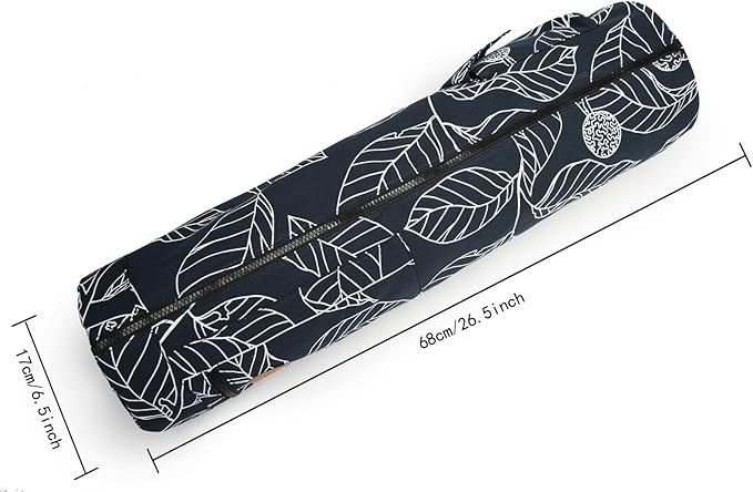Canvas Yoga Mat Bag with Adjustable Strap & Pockets, Full-Zip Travel Gym Tote for Women & Men, Fits 1/4" & 1/3" Thick Mats, Lightweight Carrier for Yoga, Workout, Outdoor Use