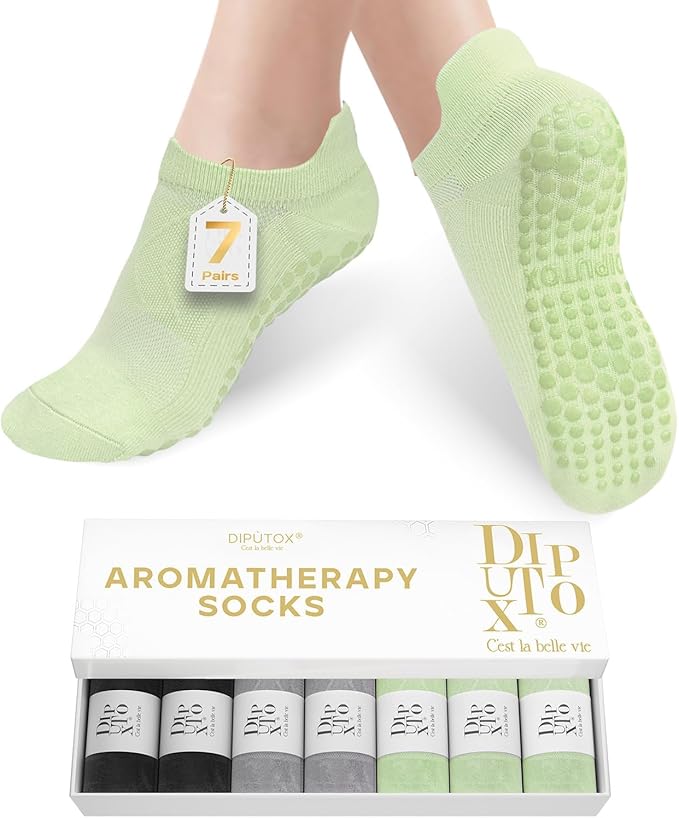 7 Pairs Pilates Socks with grips for Women- Non Slip, Ankle Yoga Socks for Yoga, Pilates, Ballet & Barre,Christmas gifts