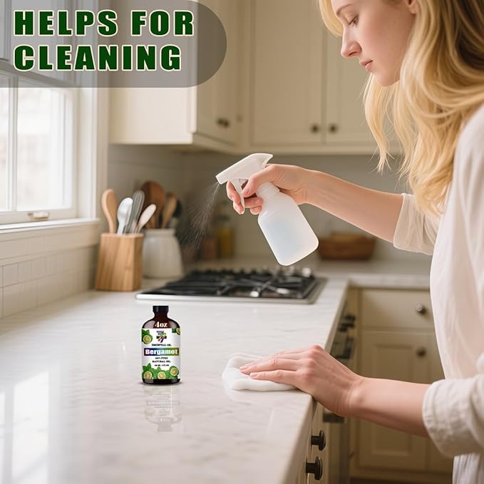 Bergamot Essential Oil (4 oz/120 ml) — Bergamot Oils for Aromatherapy, diffusers, humidifiers, Home fragrances, DIY Skincare, soap Making, DIY Candle, Relaxation, Yoga, and Meditation