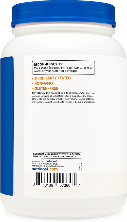 Nutricost Soy Protein Isolate Powder, 2 LB Unflavored - 10 Grams of Protein Per Serving, Vegan, GMO-Free & Gluten Free