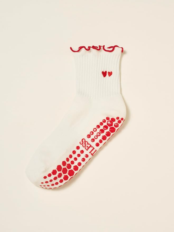 Shapes Studio Crew Half Calf Grip Socks, Cutest Fruits Pilates Socks, Ruffle socks, Non-Slip, Barre Yoga Fitness