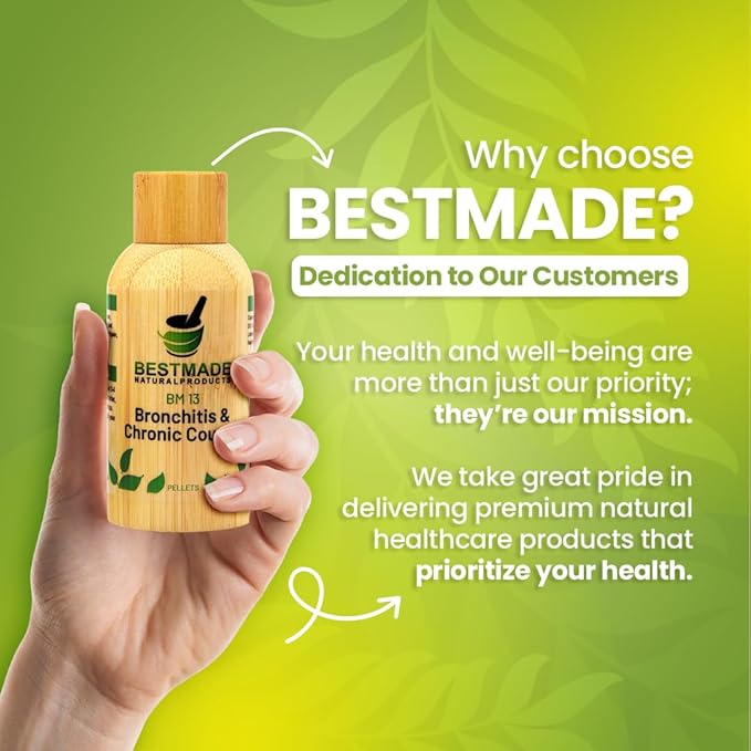 Bestmade Natural Products Cough Relief BM13 - Homeopathic Remedy for Acute & Chronic Cough, Whooping Cough, Chest Discomfort, Non-Drowsy, Safe for All Ages, 350 Pellets