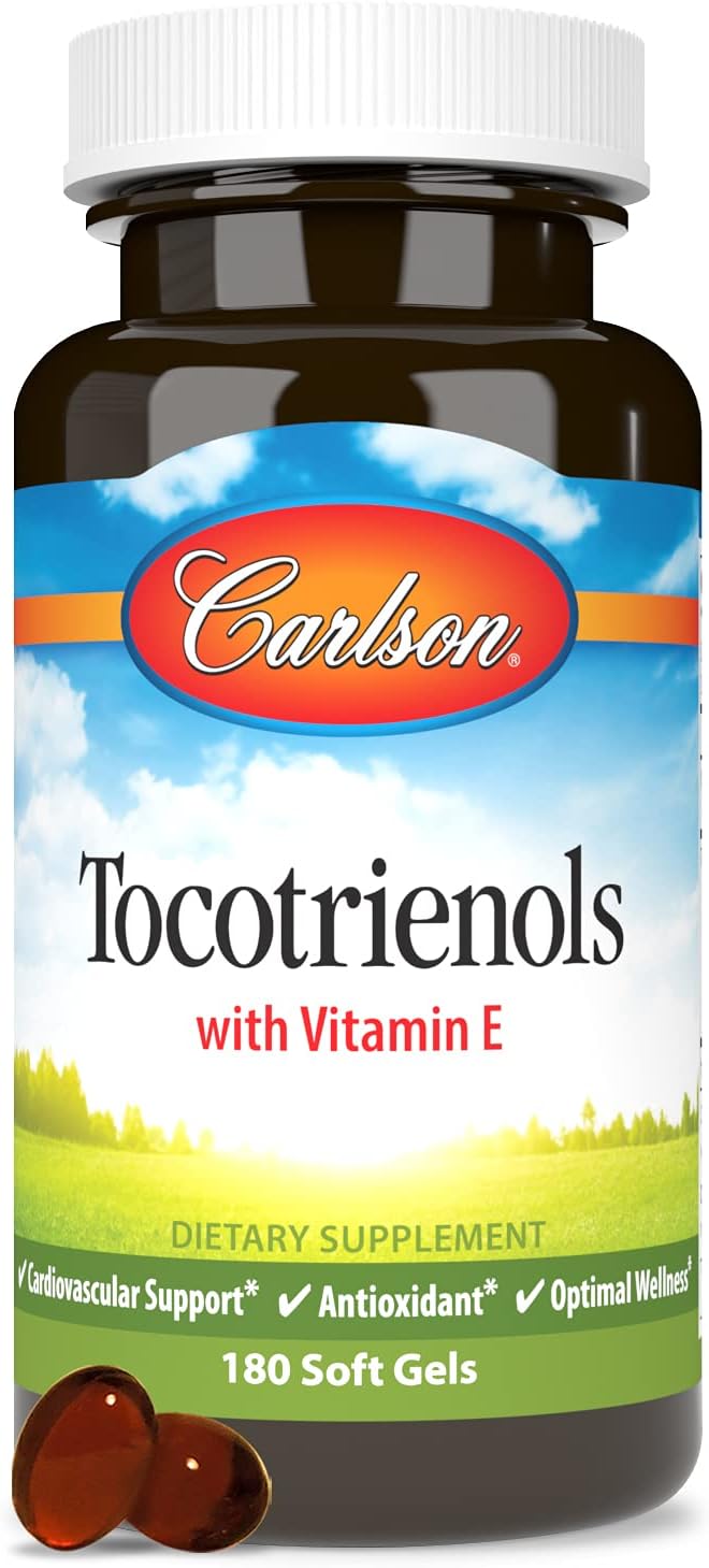 Carlson - Tocotrienols, 40 mg, with Natural-Source Vitamin E, Gamma, Alpha, Delta, Beta, Sustainably Sourced, 180 Softgels