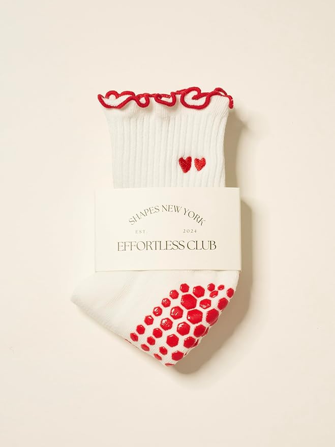 Shapes Studio Crew Half Calf Grip Socks, Cutest Fruits Pilates Socks, Ruffle socks, Non-Slip, Barre Yoga Fitness