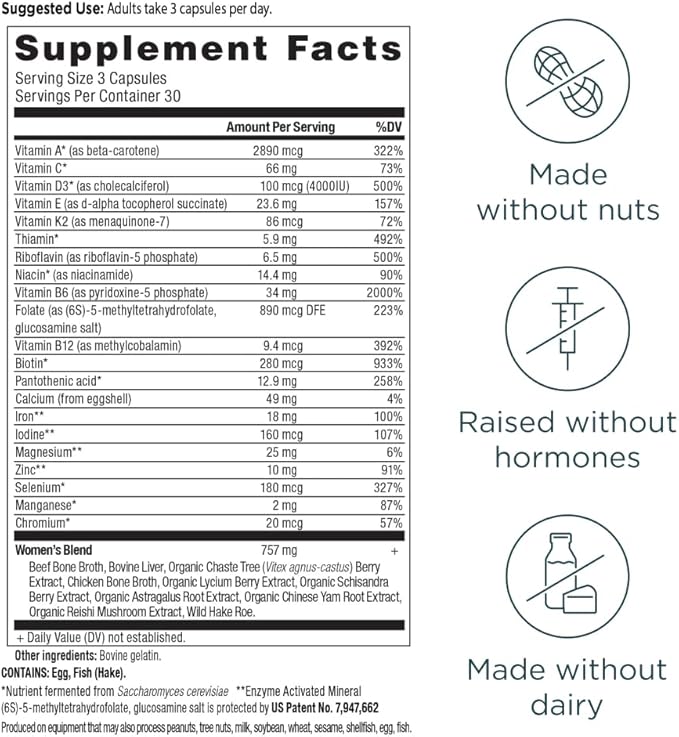 Ancient Nutrition Multivitamin for Women, Multi Women's, Vitamin D, C, B12, Zinc, Magnesium, Supports Healthy Immune System and Bone Health, 90 Ct