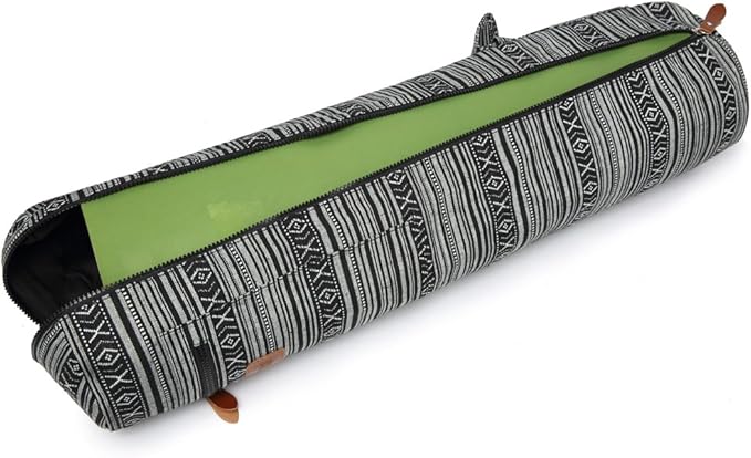 Canvas Yoga Mat Bag with Adjustable Strap & Pockets, Full-Zip Travel Gym Tote for Women & Men, Fits 1/4" & 1/3" Thick Mats, Lightweight Carrier for Yoga, Workout, Outdoor Use