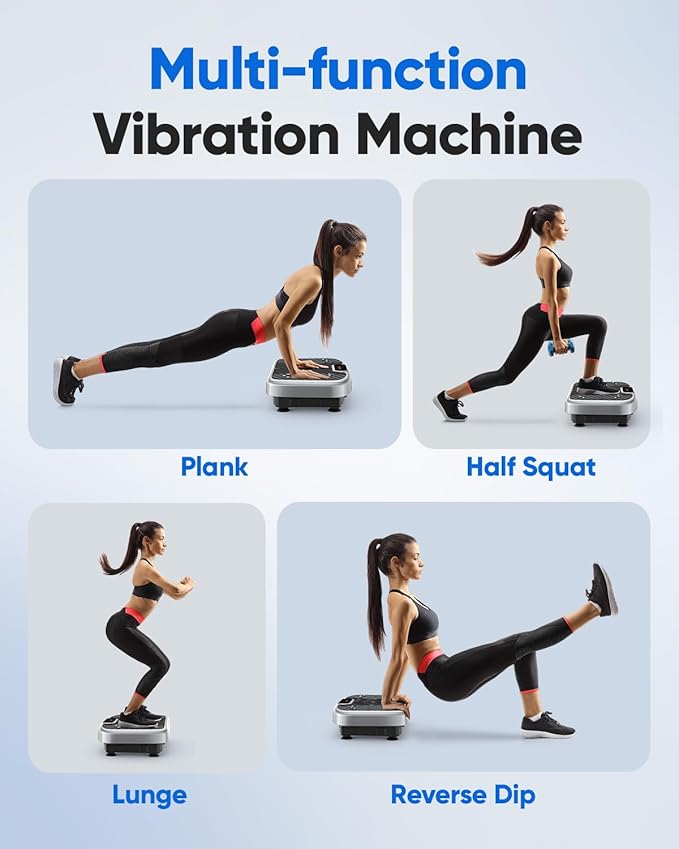 Vibration Plate Exercise Machine, Vibrating Plate Platform for Lymphatic Drainage with 200 Adjustable Speeds, Power Vibration Plate for Weight Loss & Fitness, Supports Max Weight 450 Lbs