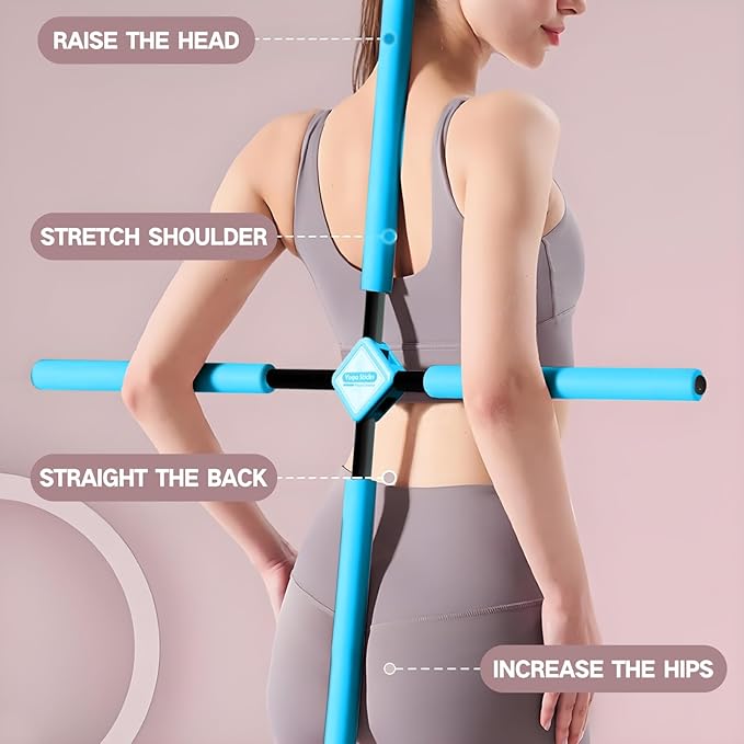 Posture Corrector Yoga Cross Stick -Yoga Stick Posture Corrector- Back Pain Relief for Men Women - Stretcher and Straightener for Upper and Lower Back -Back Straightener Posture Corrector