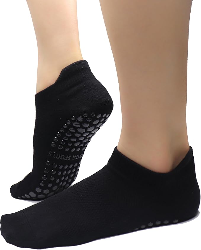 Tamlien Yoga & Pilates Grip Socks - Non-Slip, Barefoot, Pregnant-Friendly Crew Socks for Yoga, Barre & Sports