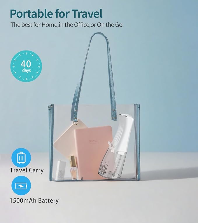 Water Dental Flosser Cordless for Teeth, 350ML Water Dental Flosser Teeth Pick 4 Modes Portable Oral Irrigator with 4 Jet Tips Rechargeable Flossers Oral Irrigator IPX7 Waterproof for Home Travel