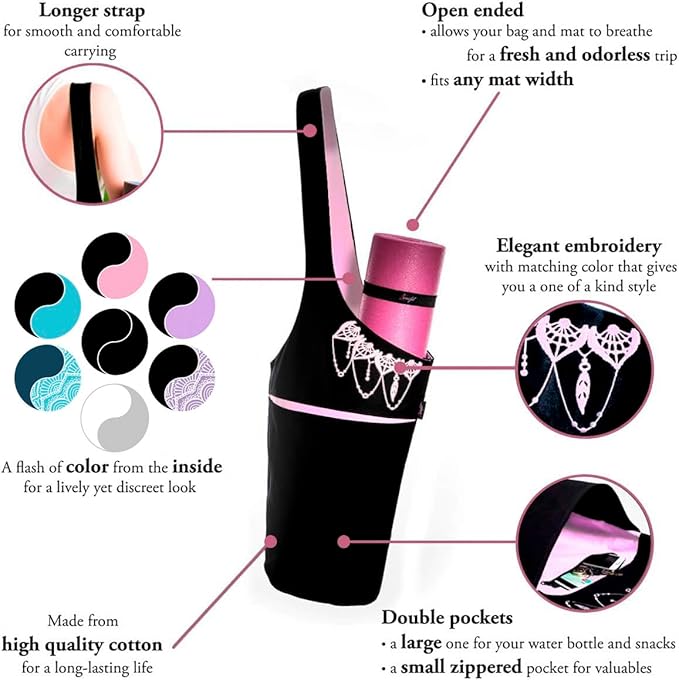 Yoga Mat Bag – Versatile Yoga Bag with Mat Straps & Storage Pockets, Holds Yoga & Pilates Mats, Lightweight & Durable